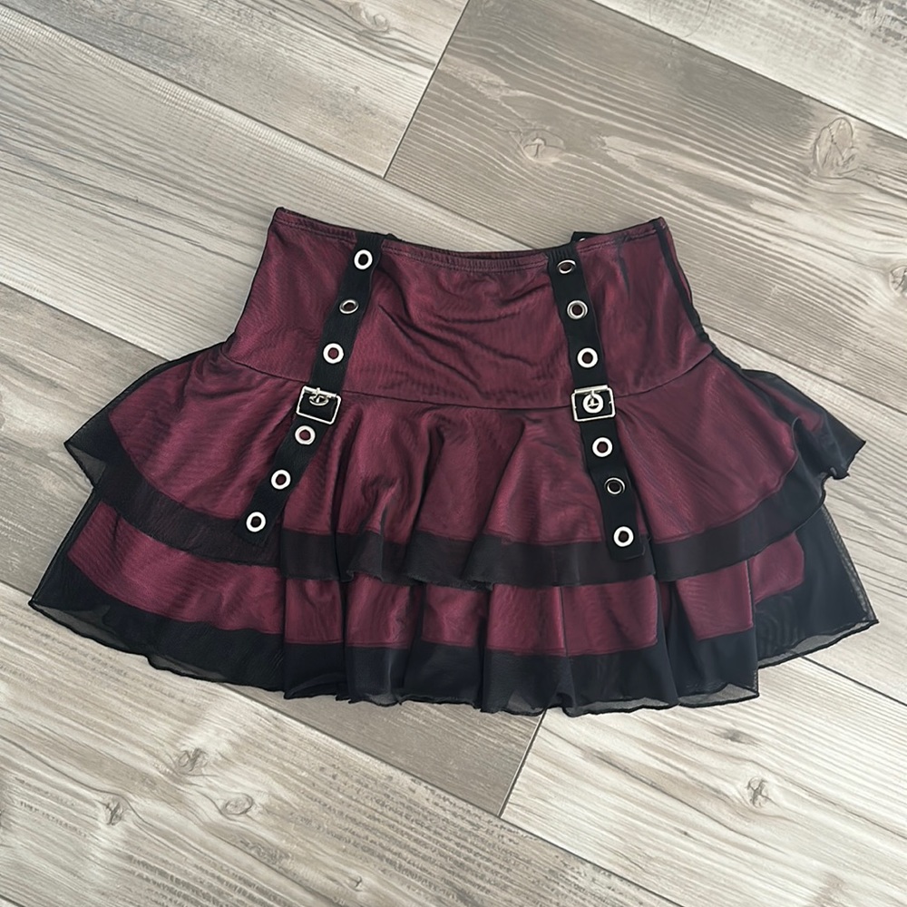 Pink & Black Mesh Mini Skirt